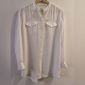 Talula Aritzia oversized long sleeve sheer button-up white long blouse